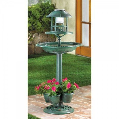 Solar-Lighted Birdbath and...